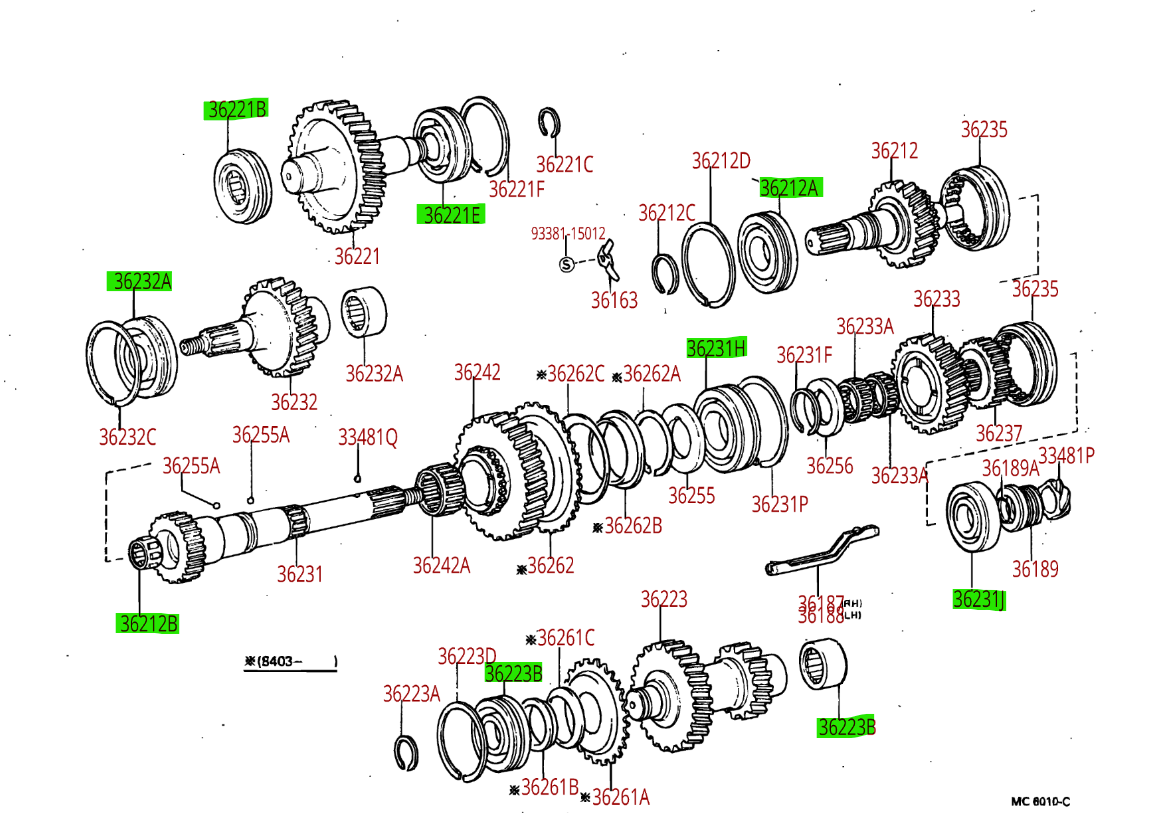 Toyota RF1A Transfer Case Bearing Kit