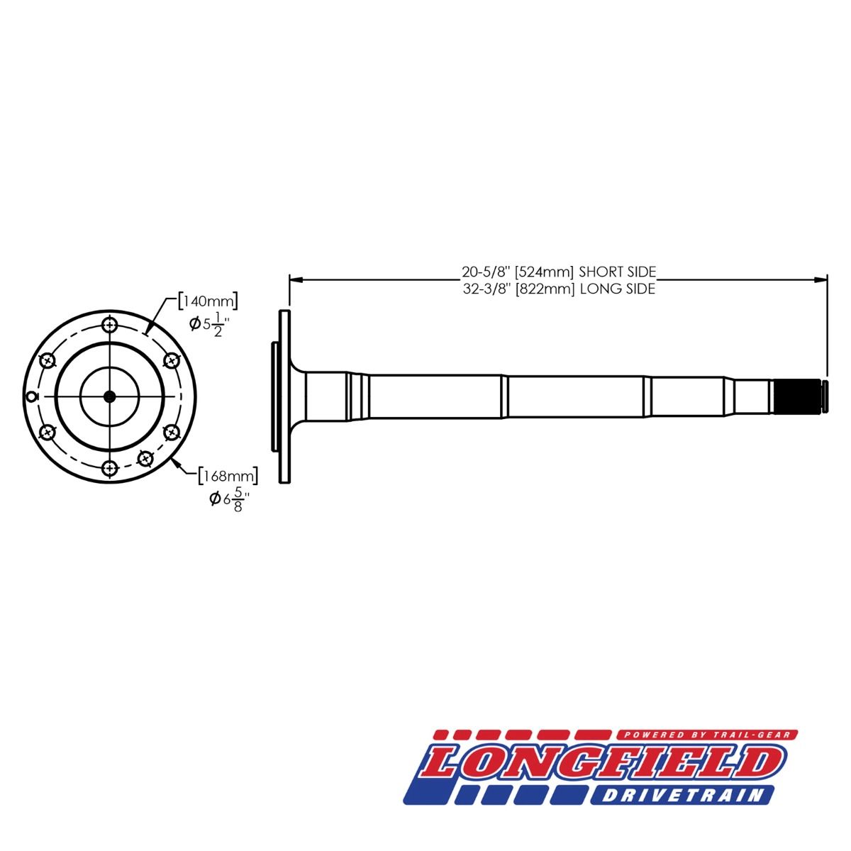 Longfield Chromoly FJ40 Land Cruiser Semi-Float Rear Axle Shafts