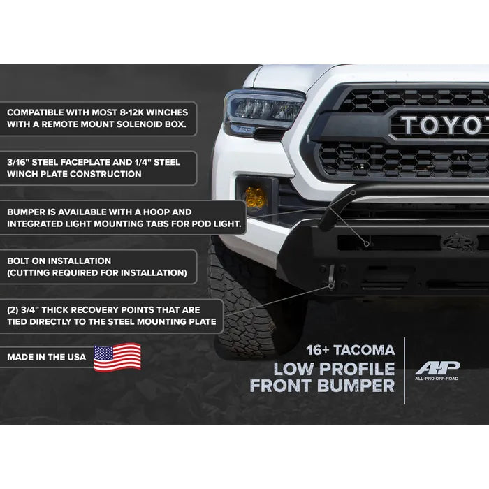 16+ Tacoma Aluminum Low Profile Front Bumper