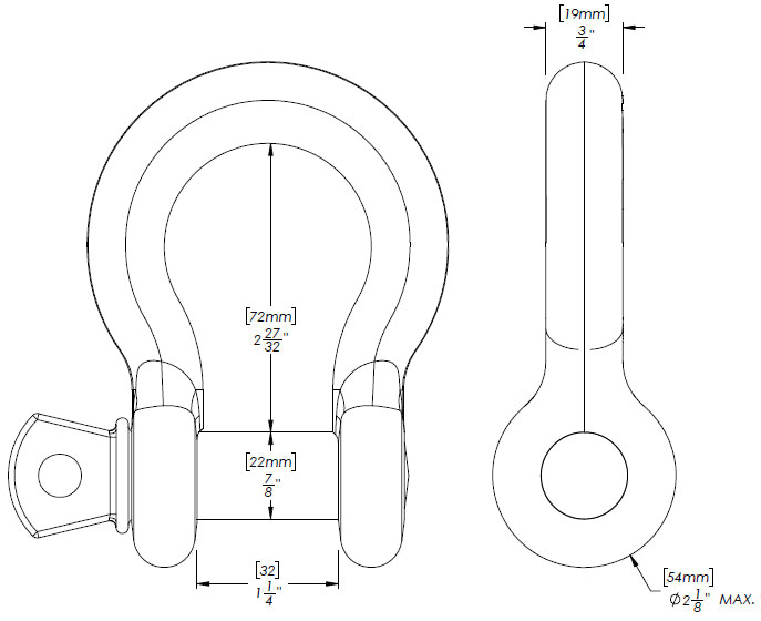 Receiver Shackle Kit, 3/4"