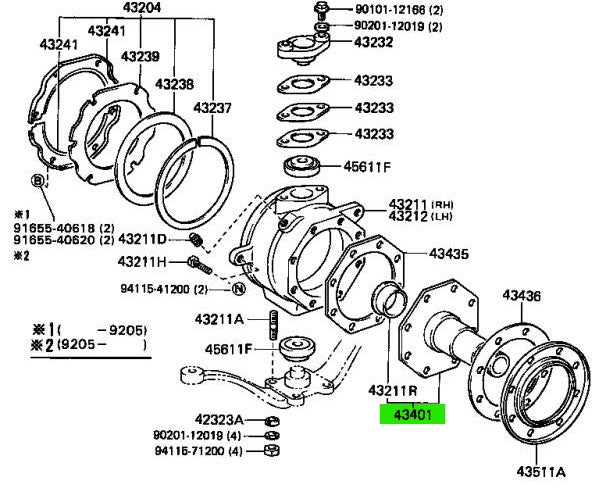 Toyota 80 Series Spindle / FJ80 / FZJ80 w/ Needle Bearing (Japan)